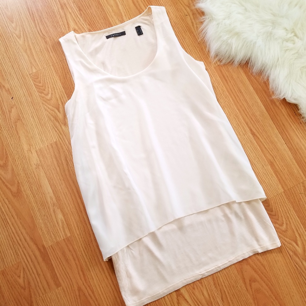 Pastel Peach 2-in-1 Top w/ a tank & sheer overlay